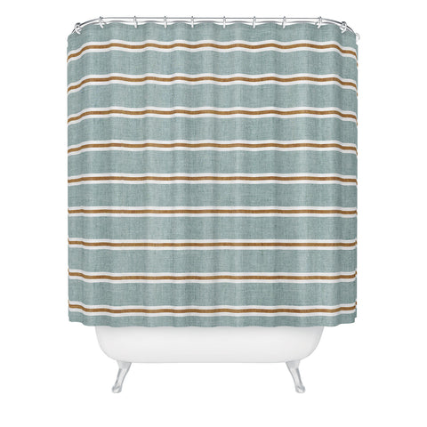 Little Arrow Design Co Cadence Stripes dusty blue Shower Curtain