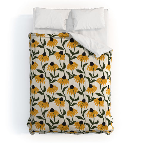 Little Arrow Design Co coneflowers cream Comforter