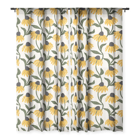 Little Arrow Design Co coneflowers cream Sheer Non Repeat