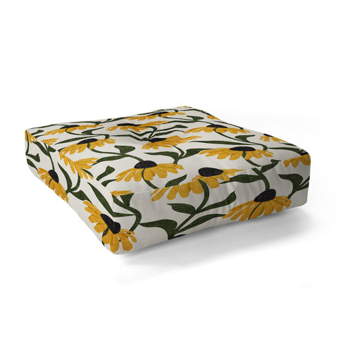 Little Arrow Design Co coneflowers cream Floor Pillow Square