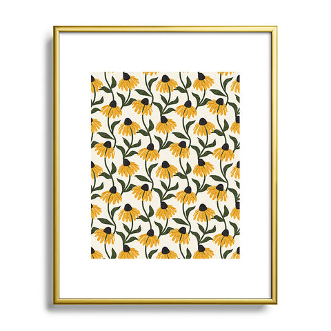 Little Arrow Design Co coneflowers cream Metal Framed Art Print