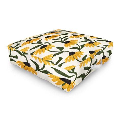 Little Arrow Design Co coneflowers cream Outdoor Floor Cushion