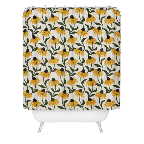 Little Arrow Design Co coneflowers cream Shower Curtain