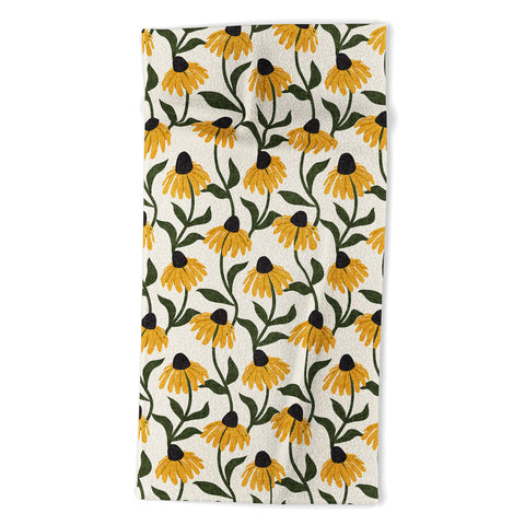 Little Arrow Design Co coneflowers cream Beach Towel