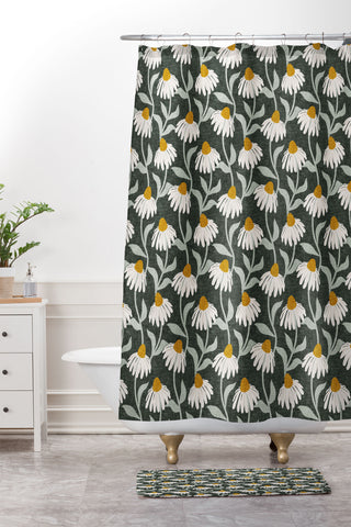 Little Arrow Design Co coneflowers olive Shower Curtain And Mat