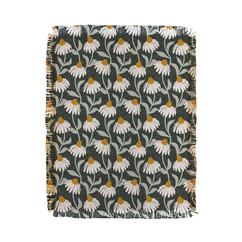 Little Arrow Design Co coneflowers olive Throw Blanket