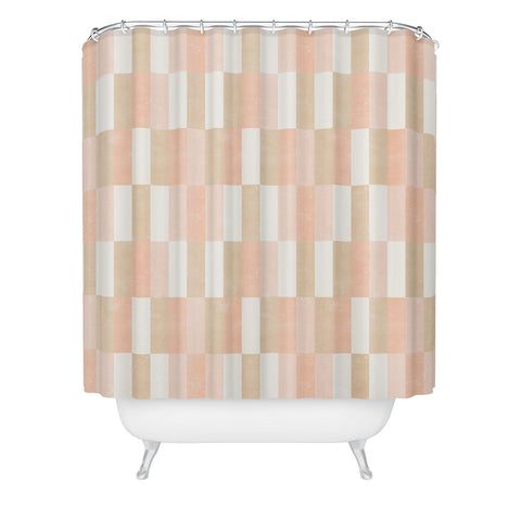 Little Arrow Design Co cosmo tile multi pink Shower Curtain
