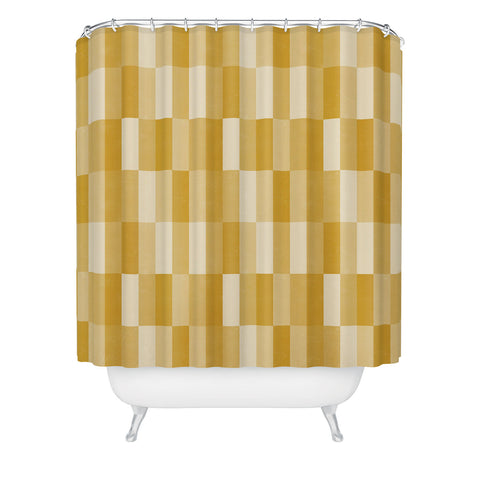 Little Arrow Design Co cosmo tile mustard Shower Curtain