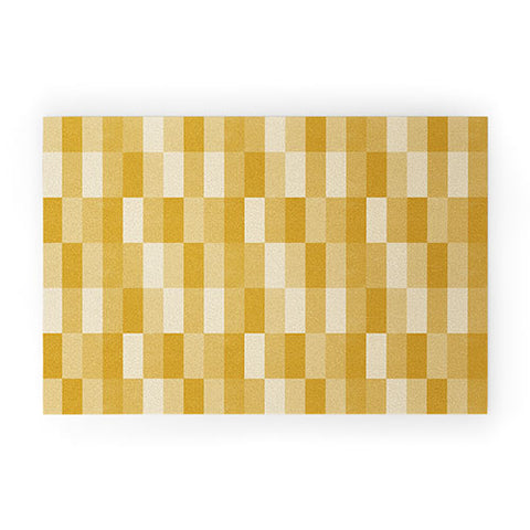 Little Arrow Design Co cosmo tile mustard Welcome Mat