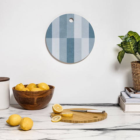Little Arrow Design Co cosmo tile stone blue Cutting Board Round