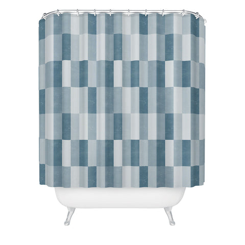 Little Arrow Design Co cosmo tile stone blue Shower Curtain