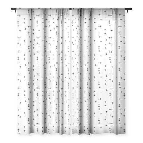 Little Arrow Design Co Cross on White Sheer Window Curtain
