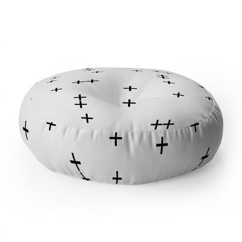 Little Arrow Design Co Cross on White Floor Pillow Round