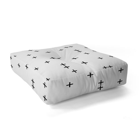 Little Arrow Design Co Cross on White Floor Pillow Square