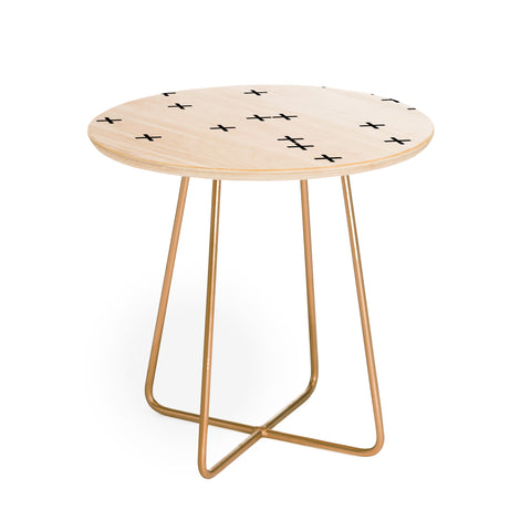 Little Arrow Design Co Cross on White Round Side Table