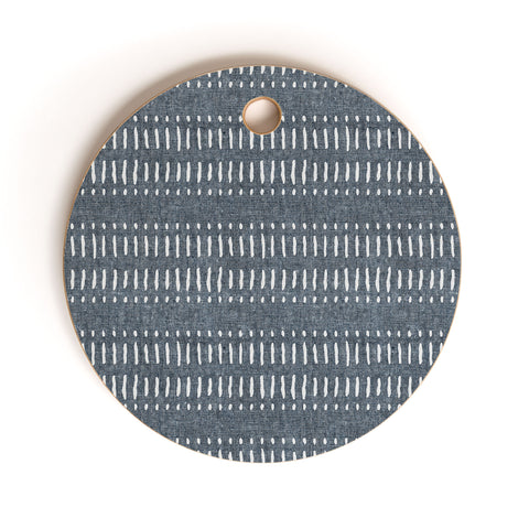 Little Arrow Design Co dash dot stripe navy Cutting Board Round