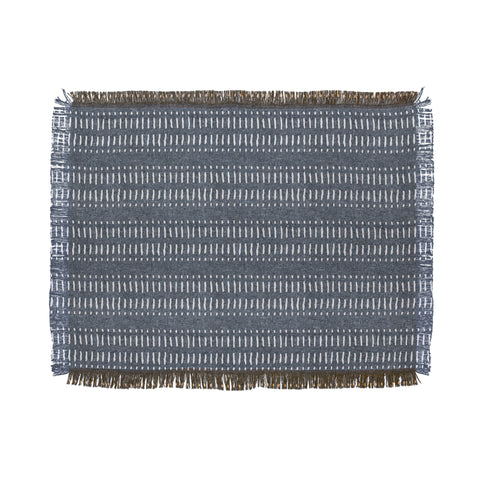 Little Arrow Design Co dash dot stripe navy Throw Blanket