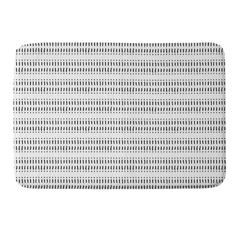 Little Arrow Design Co dash dot stripes black white Memory Foam Bath Mat