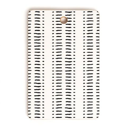 Little Arrow Design Co dash dot stripes black white Cutting Board Rectangle