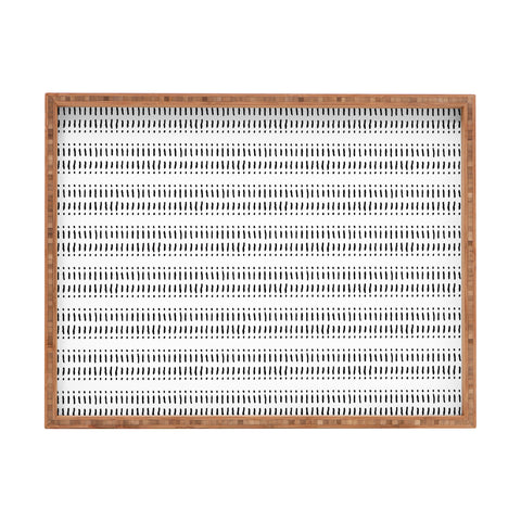 Little Arrow Design Co dash dot stripes black white Rectangular Tray