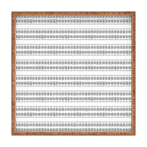 Little Arrow Design Co dash dot stripes black white Square Tray