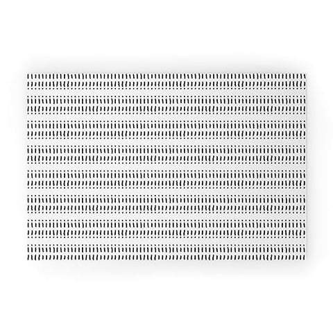 Little Arrow Design Co dash dot stripes black white Welcome Mat