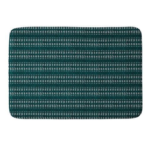 Little Arrow Design Co dash dot stripes dark teal Memory Foam Bath Mat