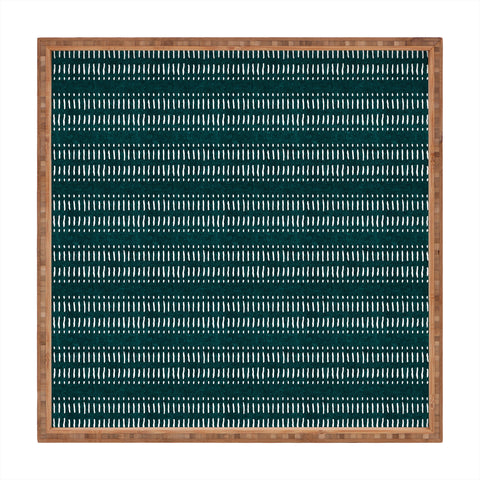 Little Arrow Design Co dash dot stripes dark teal Square Tray