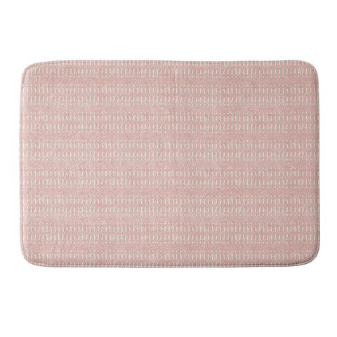 Little Arrow Design Co dash dot stripes pink Memory Foam Bath Mat
