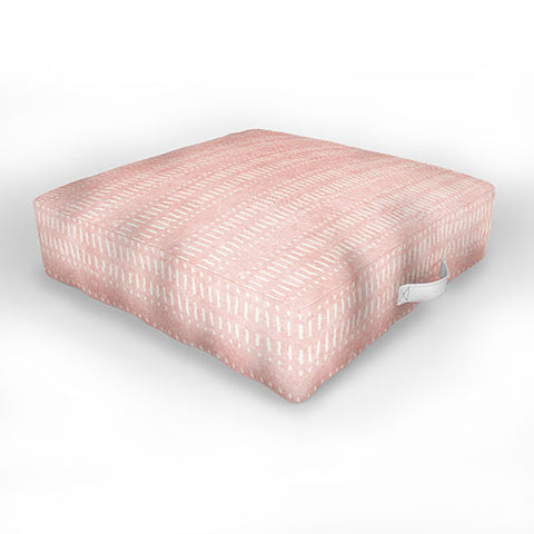 Little Arrow Design Co dash dot stripes pink Outdoor Floor Cushion