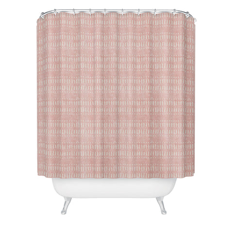 Little Arrow Design Co dash dot stripes pink Shower Curtain
