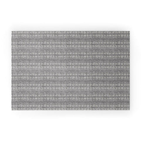 Little Arrow Design Co dash dot stripes stone Welcome Mat
