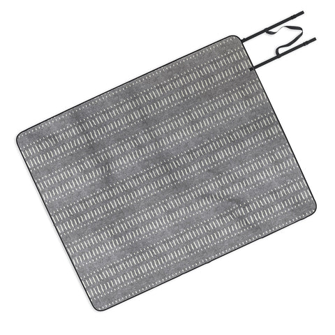 Little Arrow Design Co dash dot stripes stone Picnic Blanket
