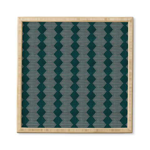 Little Arrow Design Co diamond mud cloth dark teal Framed Wall Art