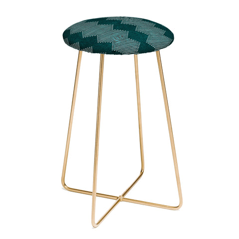 Little Arrow Design Co diamond mud cloth dark teal Counter Stool