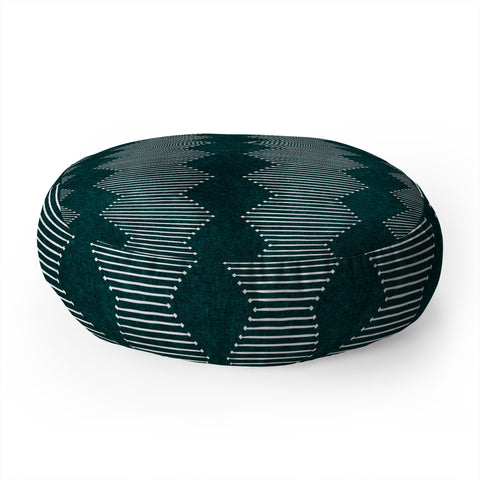 Little Arrow Design Co diamond mud cloth dark teal Floor Pillow Round