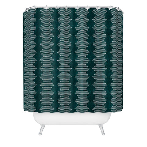 Little Arrow Design Co diamond mud cloth dark teal Shower Curtain