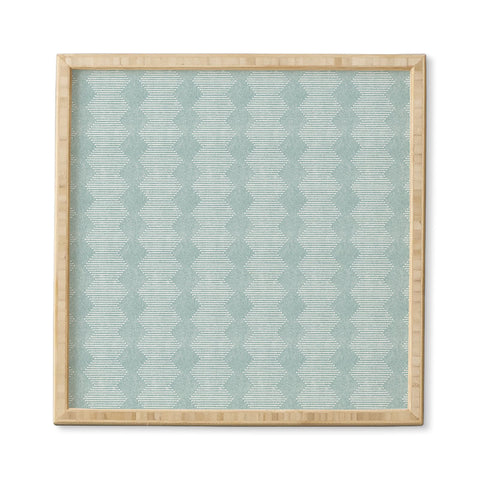 Little Arrow Design Co diamond mud cloth dusty blue Framed Wall Art