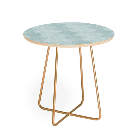 Little Arrow Design Co diamond mud cloth dusty blue Round Side Table