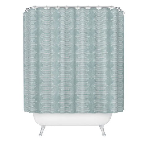 Little Arrow Design Co diamond mud cloth dusty blue Shower Curtain
