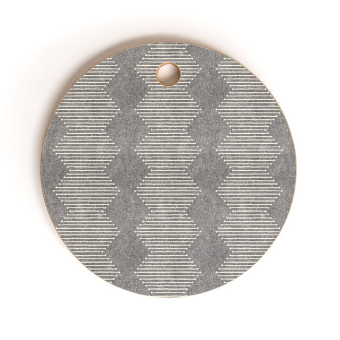Little Arrow Design Co diamond mud cloth gray Cutting Board Round