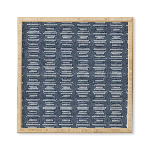 Little Arrow Design Co diamond mud cloth navy Framed Wall Art