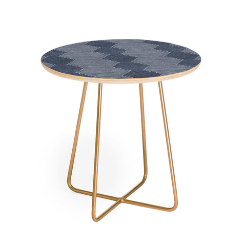 Little Arrow Design Co diamond mud cloth navy Round Side Table