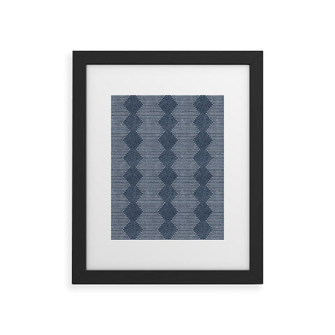 Little Arrow Design Co diamond mud cloth navy Framed Art Print