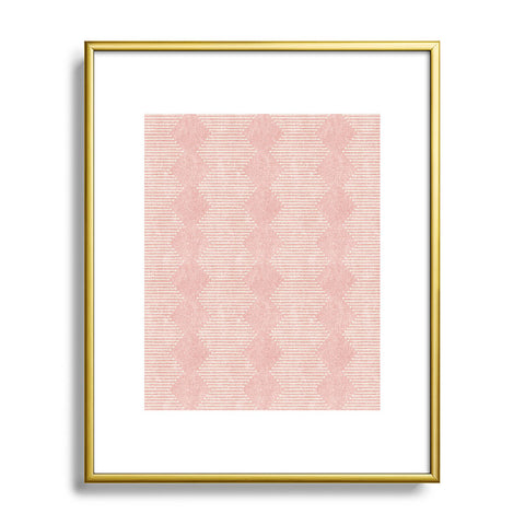 Little Arrow Design Co diamond mud cloth pink Metal Framed Art Print