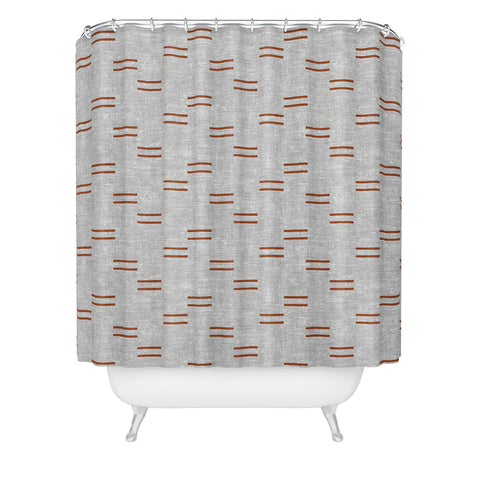 Little Arrow Design Co double dash rust on greige Shower Curtain