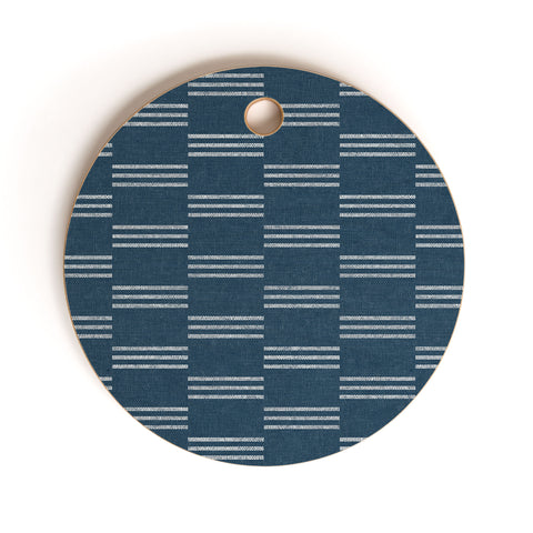 Little Arrow Design Co ella triple stripe blue Cutting Board Round