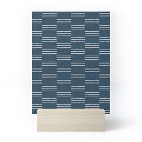 Little Arrow Design Co ella triple stripe blue Mini Art Print