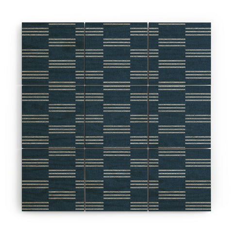 Little Arrow Design Co ella triple stripe blue Wood Wall Mural