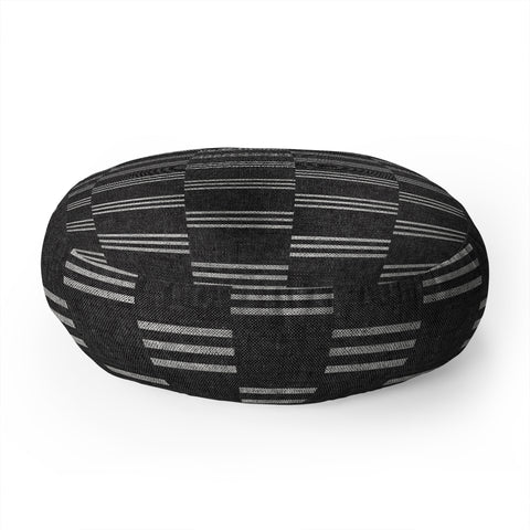Little Arrow Design Co ella triple stripe charcoal Floor Pillow Round